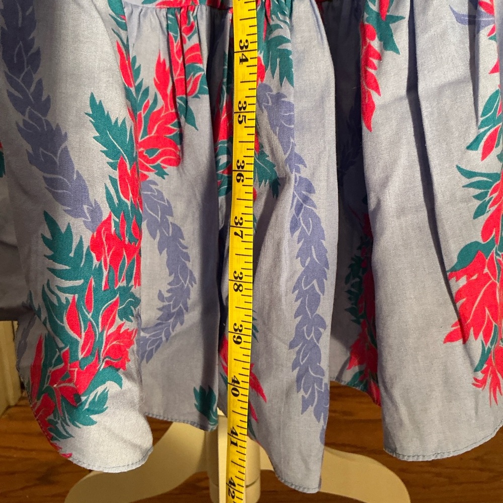 Hilo Hattie Light Blue Floral Rayon Muumuu with Pink & Green Accents - Picture 6 of 9
